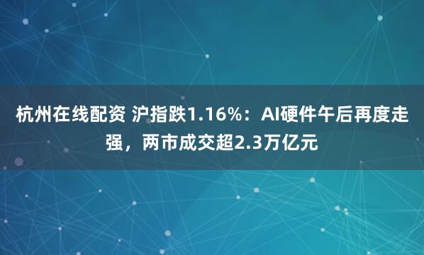 杭州在线配资 沪指跌1.16%：AI硬件午后再度走强，两市成交超2.3万亿元